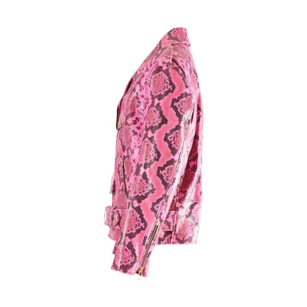 Marques Almeida Python Effect Biker Jacket In Pin… - image 2